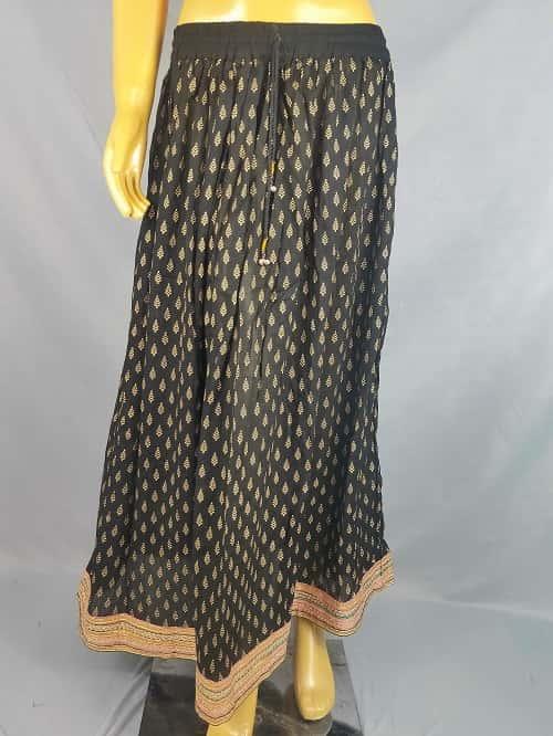 Black Gold Printed Skirt with Heavy Lace